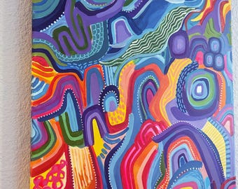 Original floral mixed media art canvas | mixed media | Collage art | Original abstract art 16x20