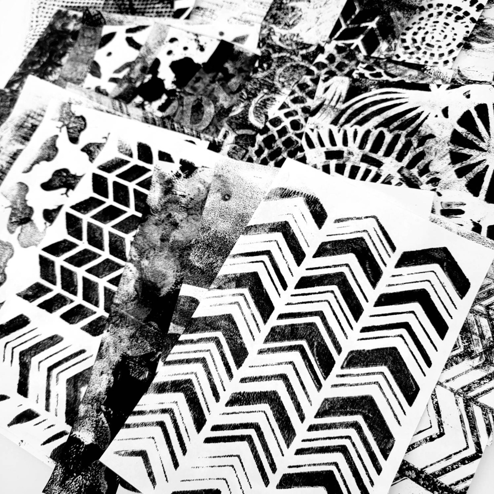 Black and White Mixed Media Papers Collage Paper Kits Hand Etsy