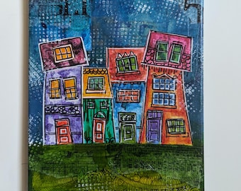 Original mixed media art canvas | Collage mixed media | Collage art | Original abstract art 8x10