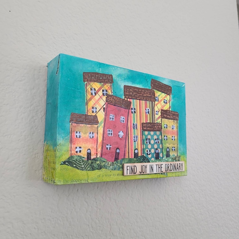 Collage art Original mixed media art canvas Original abstract canvas art 5x7 mixed media