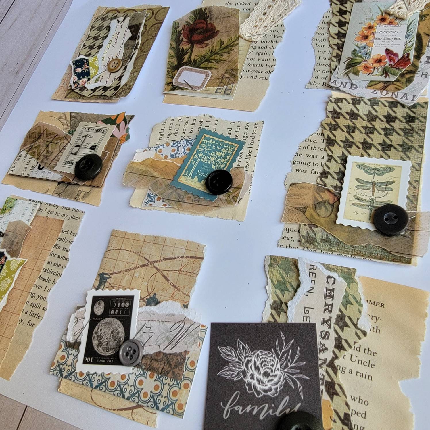 Vintage Junk Journal Embellishments - Paper Clusters for