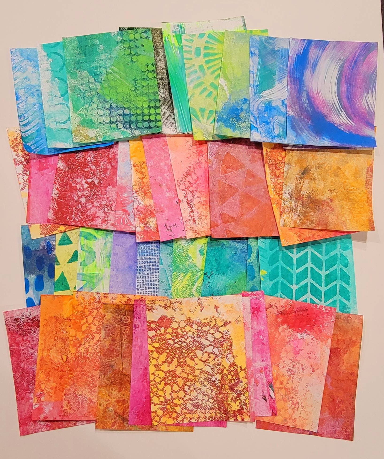 MultiColorMixed Media, collage paper kits, Hand painted papers. 40 A6 pieces
