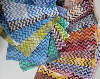 MultiColorMixed Media, chevron collage paper kits, Hand painted papers. 24 piece Pack#100