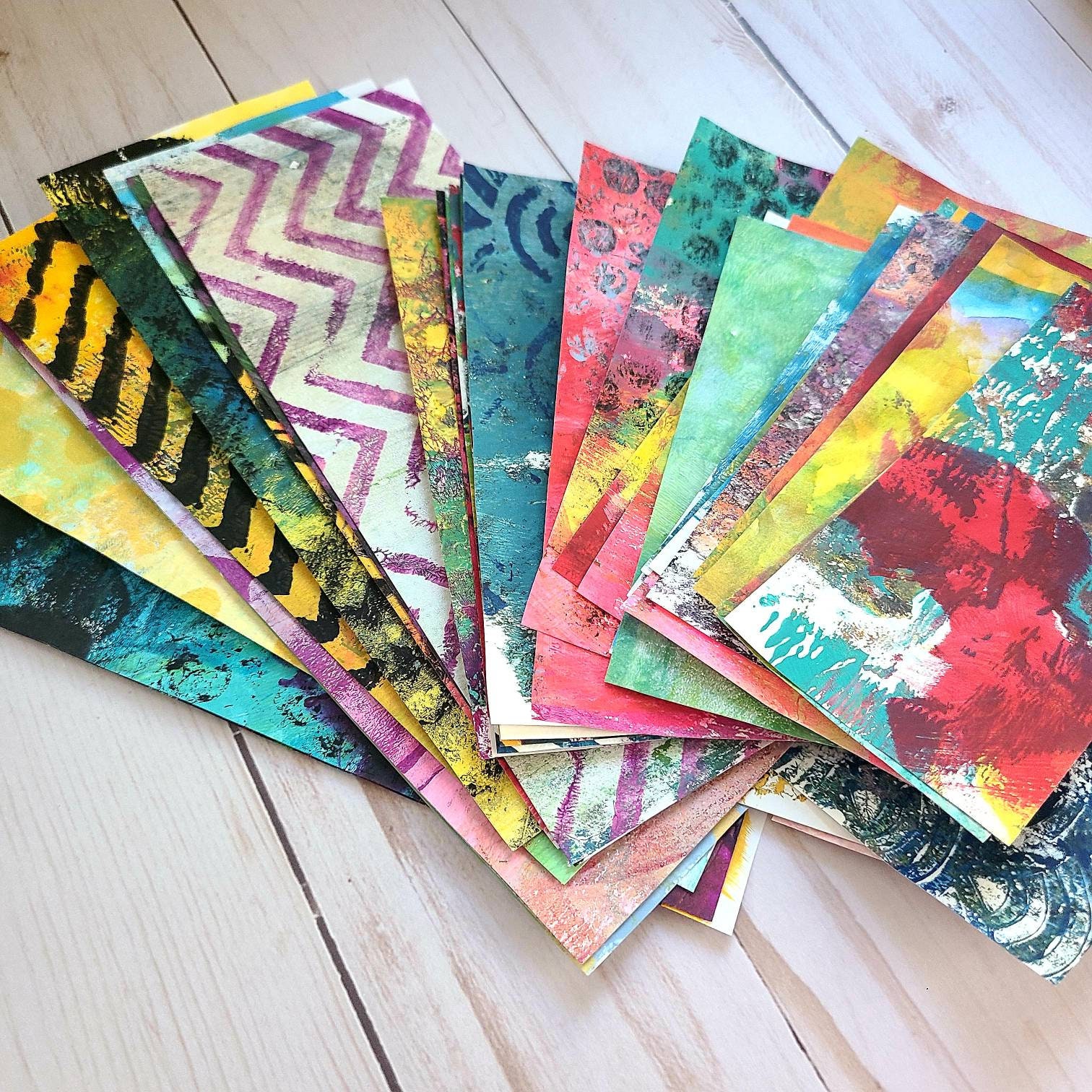  Collage Papers: 40 Beautiful Hand Painted. Collage Paper  Samples For Art Journals, Scrapbooks & Mixed Media Art.40 piece (Cool  Colors) : Handmade Products