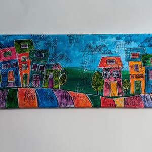 Original mixed media art canvas | Collage mixed media | Collage art | Original abstract art 8x20