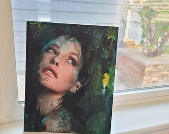 Beautiful lady Original mixed media art 8x10 | vintage mixed media | Collage art | Original abstract art 8x10