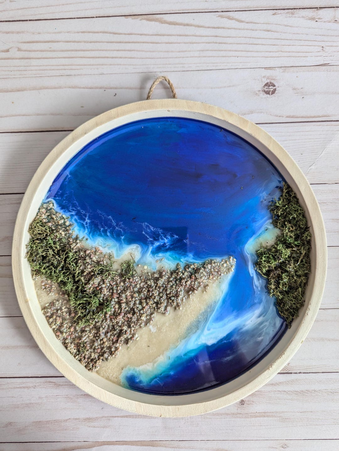 Beach Epoxy Resin Wall Art, Blue Ocean Theme, Mothers Day, Fathers