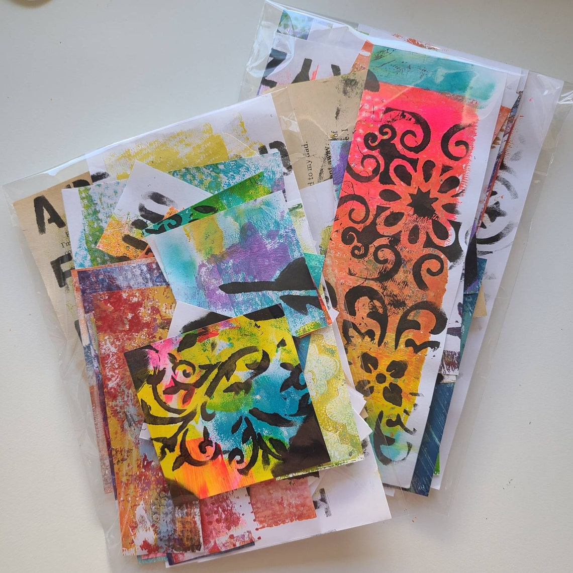 Mixed Media collage paper kits Hand painted papers.40 piece Etsy