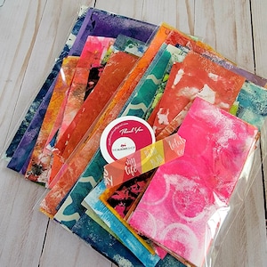 Mixed Media, collage paper kits, Hand painted papers.40 piece All Colors