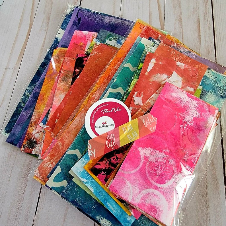 Mixed Media, collage paper kits, Hand painted papers.40 piece All Colors