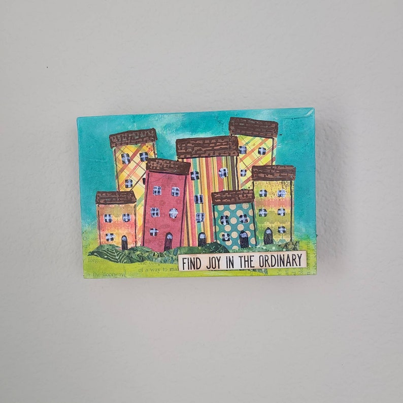 Collage art Original mixed media art canvas Original abstract canvas art 5x7 mixed media
