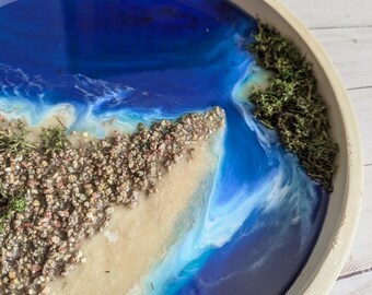 Beach Epoxy Resin Wall Art, Blue Ocean Theme, Mothers Day, Fathers