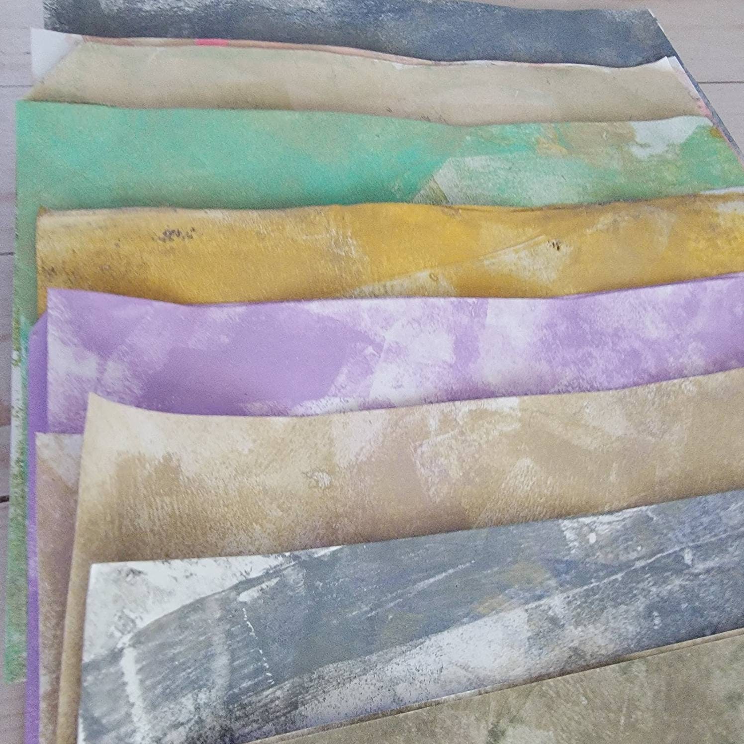 Mixed Media, Collage Paper Kits, Hand Painted Papers, Nutral Colors, 15 ...