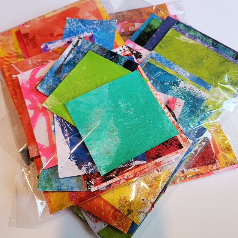Mixed Media, collage paper kits, Hand painted papers.40 piece image 5