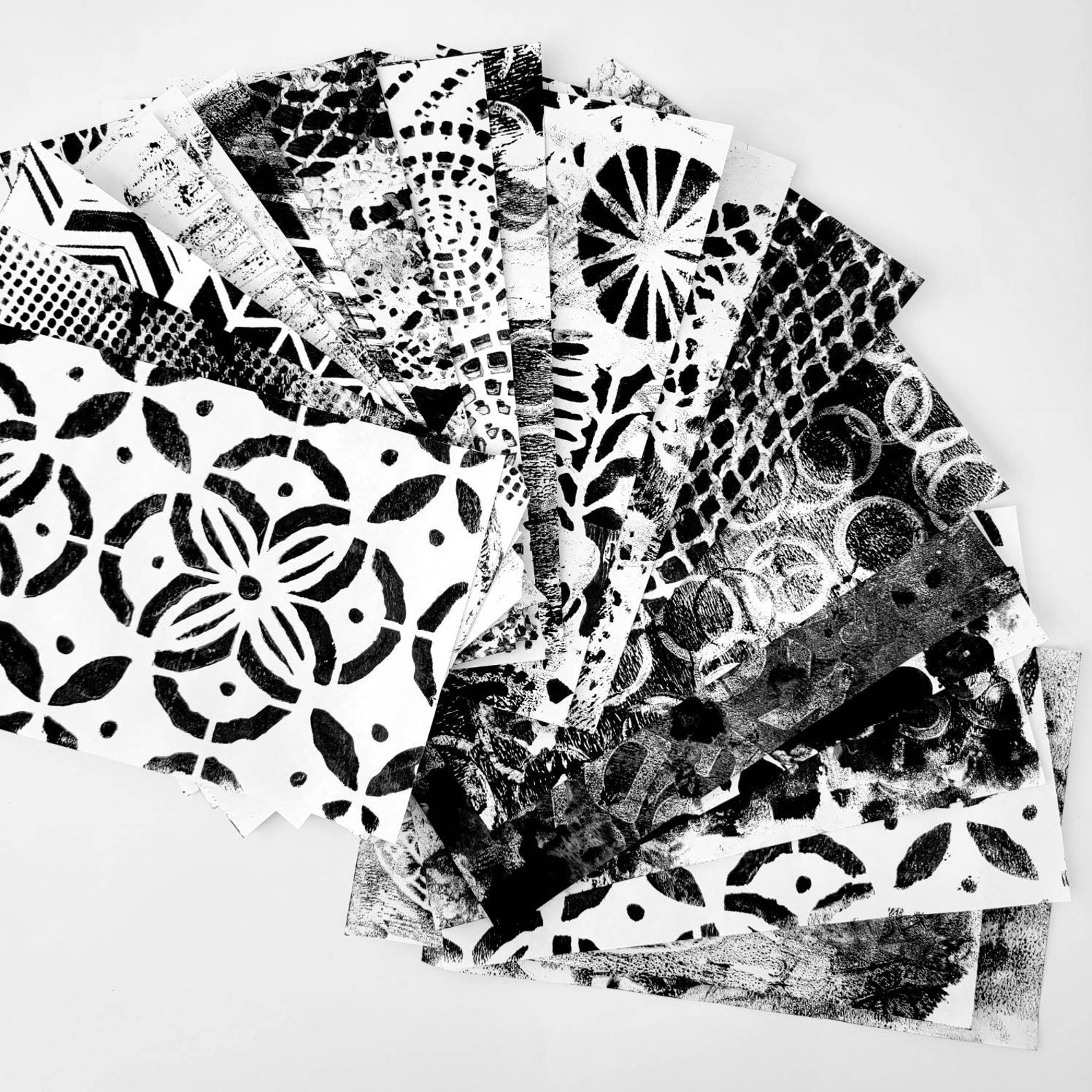 Black and White Mixed Media Papers Collage Paper Kits Hand Etsy