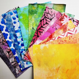 Mixed Media, Collage Kits, handgemalte Papiere, gemusterte MixColors, 15 A5 handgemalte Papiere