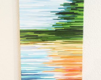 Original floral mixed media art canvas | mixed media | Original abstract art 12x24