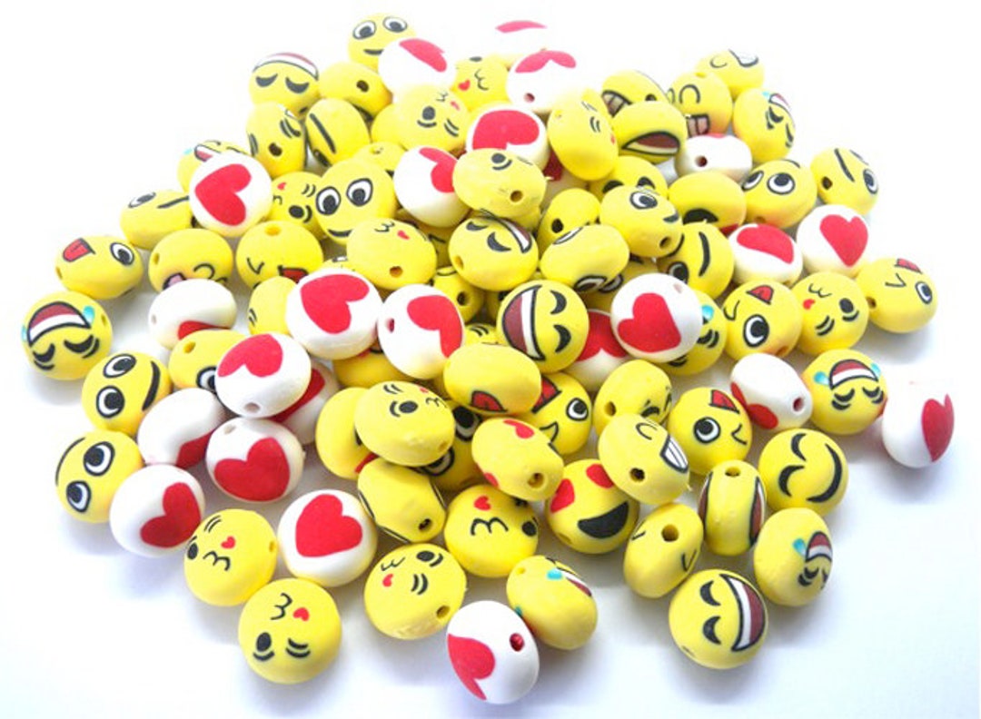 25 Yellow Emoji Beads Polymer Clay Smiley Face Beads Coin Beads by Smileyboy | Michaels