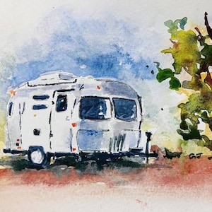 Camper van in  watercolor/ Watercolor Camper/ campervan/ Camper décor/ Barn decor, RV prints/Outdoor recreation