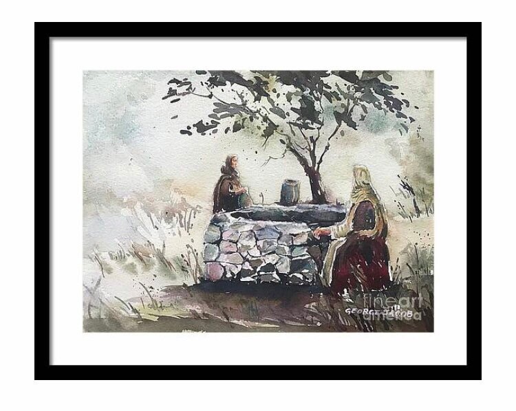 Woman at the Well Watercolor , Jesus and the Living Water Biblical Art ...