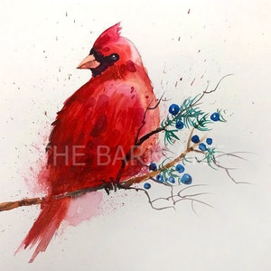 Red cardinal watercolor paintings /Birds Watercolor, watercolor bird print, bird picture wall décor, Christmas gift