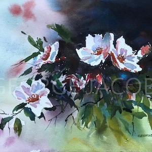 Aquarell Blumen/ Original Blumenkunst/ Blumen Wanddeko/BlumenPoster/Blumen Grußkarten