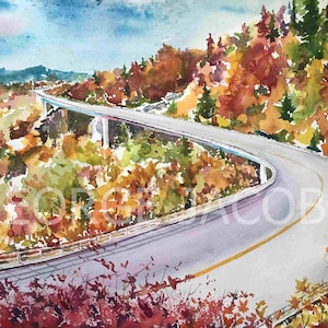 Skyline drive Virginia  watercolor/National Park scenes watercolor/Scenic Virginia watercolor/ Shenandoah  painting/ Fall watercolor art