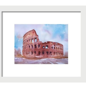 Coliseo Romano/ coliseo Acuarela / Cartel romano antiguo/ Roma en acuarela/ Maravillas del mundo