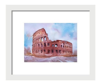 Roman Colosseum/colosseum aquarel/oude Romeinse poster/Rome in aquarel/wereldwonderen