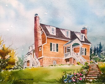 Watercolor House portrait / gift to parents/ Art gift to spouse/Custom house sketch / housewarming gift / Christmas gift