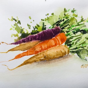 Rainbow carrots watercolor/ Vegetables in Watercolor, watercolor print of vegetables, Kitchen or pantry picture wall décor, new home gifts