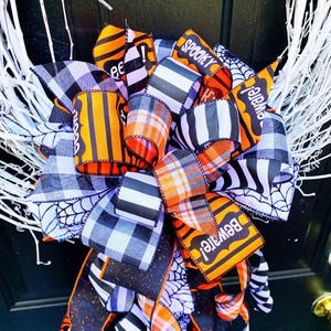 Halloween Kranz Schleife: Gruselige Briefkasten Dekoration, große festliche Schleife