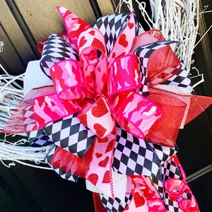 Valentines Collection- Wild 4 You Bow, Valentines Bow, Wreath Bow, Mailbox Bow, Gift Basket Bow, Holiday Bow, Hearts Bow, Valentines Hearts