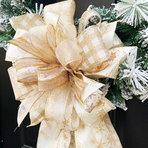 Winter Collection- Gold Snowflake Bow, Gold Bow, Wreath Bow, Mailbox Bow, Gift Bow, Garland Bow, Snowflake, Snowflake Bow