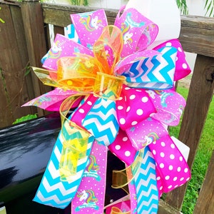 Everyday Collection - Unicorn, Unicorn Ribbon, Unicorn Bow, Unicorn Decor, Mailbox Bow, Wreath Bow, Bow, Gift Basket Bow, Large Bow