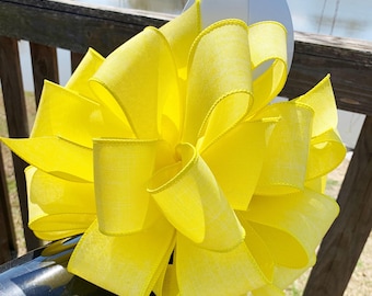 Bright Yellow Deployment Bow. Perfect for Mailbox, Door, and Wreath.