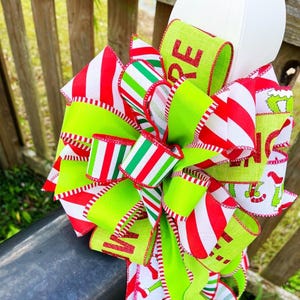 Christmas Collection - Christmas,Christmas Bow,Grinch,Grinch Bow,Grinch Ribbon,Wreath Bow,Mailbox Bow,Bow,Bows,Gift,Christmas Decor,Ribbon
