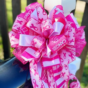Handmade Breast Cancer Awareness Bow: Pink Ribbon Wreath Decor