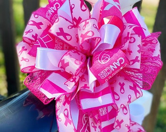 Handmade Breast Cancer Awareness Bow: Pink Ribbon Wreath Decor
