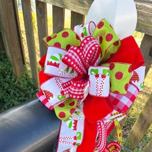 Lazo de duende navideño: decoración navideña roja y blanca