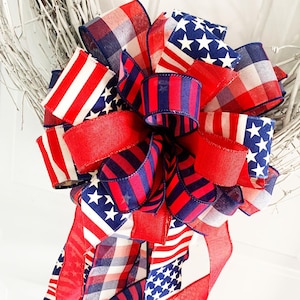 Patriotic Collection - Patriotic Bow,Patriotic, Patriotic Decor,Patriotic Ribbon,USA,USA Bow, Bow, Bows,Mailbox Bow,Wreath Bow,Gift,Gift Bow