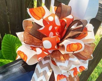 Fall Collection - Fall Bow, Fall Decor, Fall Ribbon, Pumpkin, Pumpkin Decor, Pumpkin Bow, Pumpkin Ribbon, Wreath Bow, Mailbox Bow, Large Bow