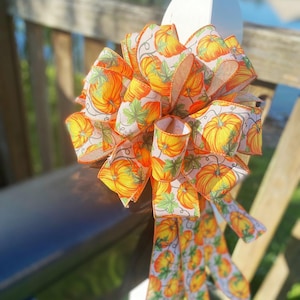 Fall Pumpkin Wreath Bow: Thanksgiving Decor