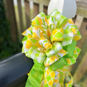Tulip Ribbon Spring Bow: Handmade Yellow & Green Wreath Decor