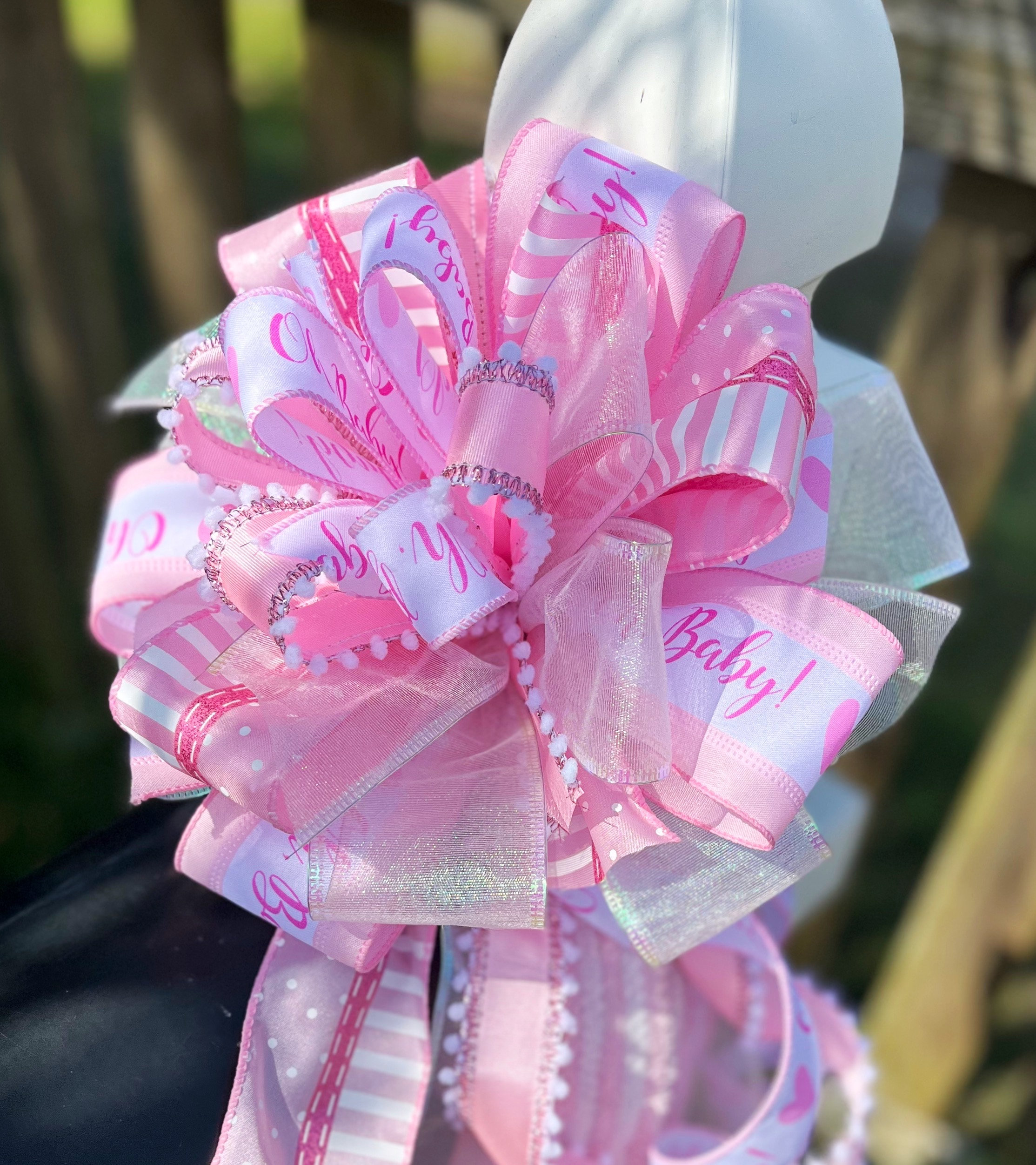 Handmade Pink Baby Girl Bow: Polka Dot & Striped Ribbon - Etsy
