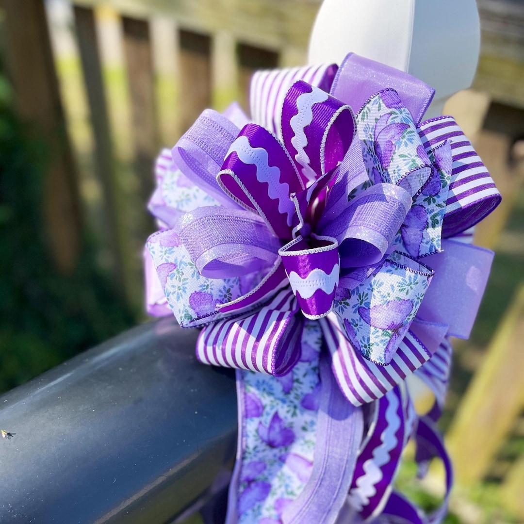 Butterfly Lavender Bow: Purple Floral Ribbon, Wreath Decor - Etsy