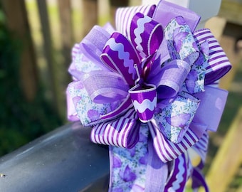 バタフライラベンダーリボン：紫の花柄リボン、リース装飾 - Etsy 日本