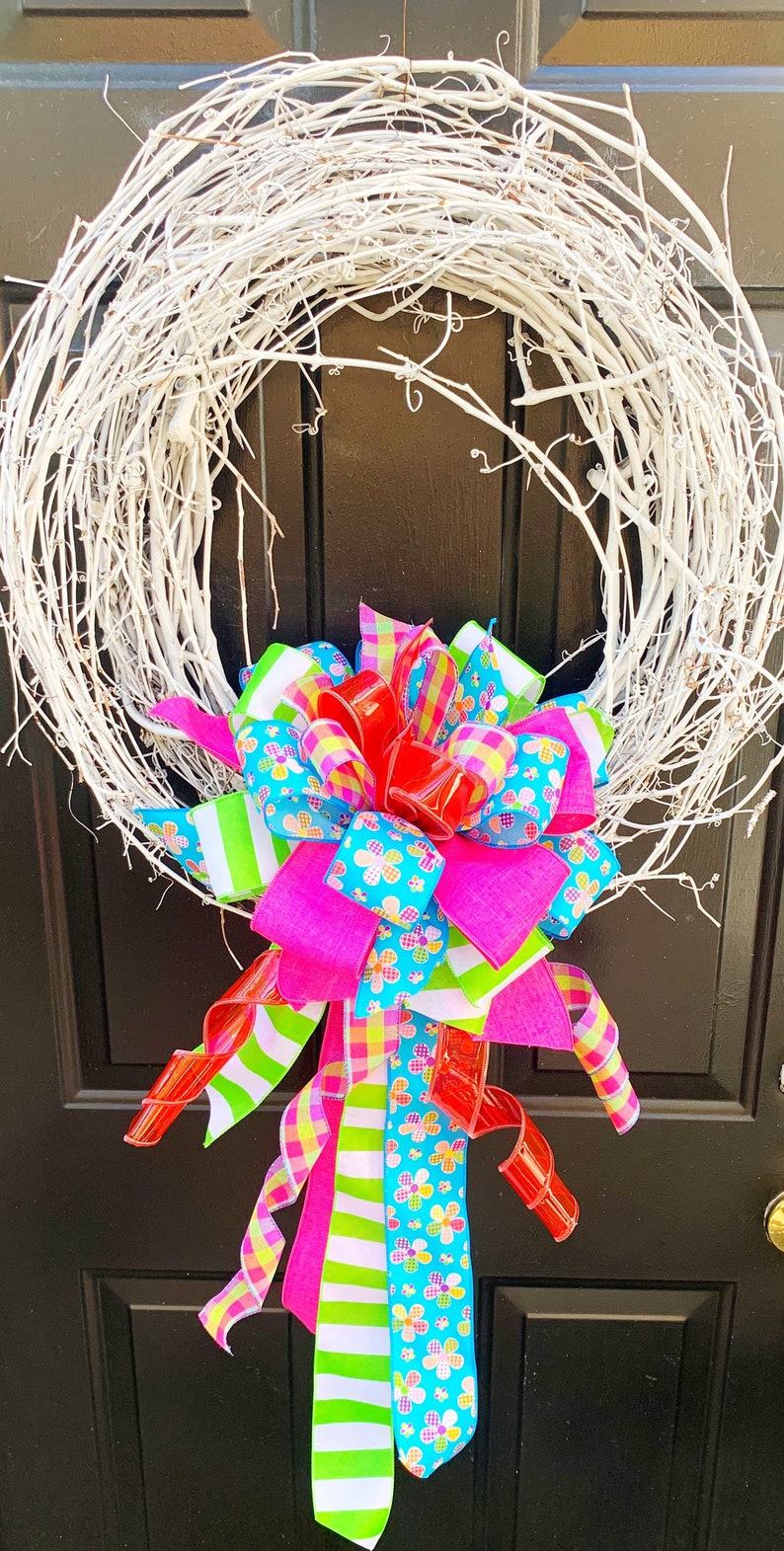 Handmade Floral Ribbon Bow: Colorful Summer Wreath Decor - Etsy