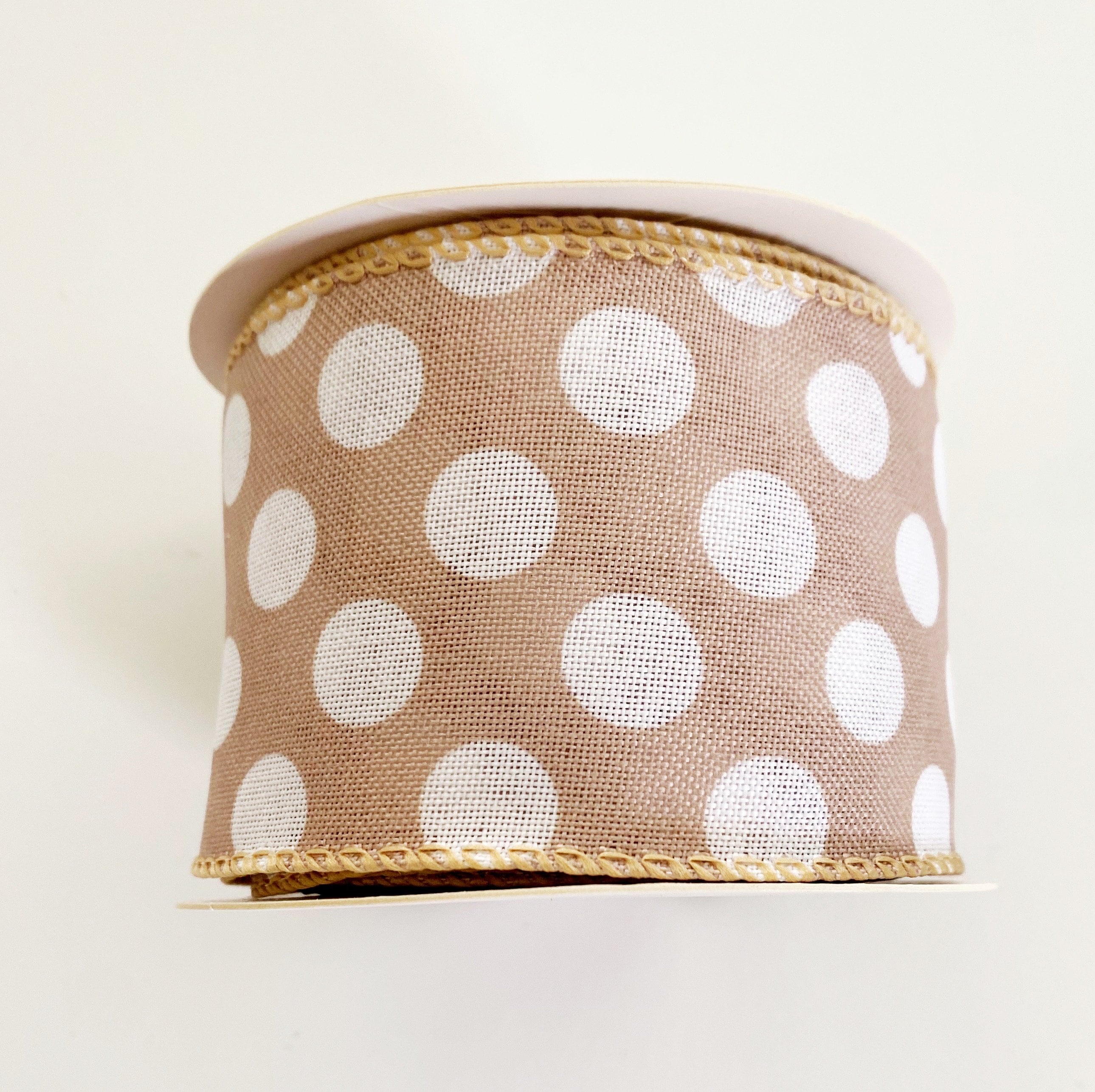 Beige Polka Dot Wired Ribbon - 2.5 Inch X 10 Yard - Etsy Beige Polka Dot Wired Ribbon - 2.5 Inch X 10 Yard - Etsy