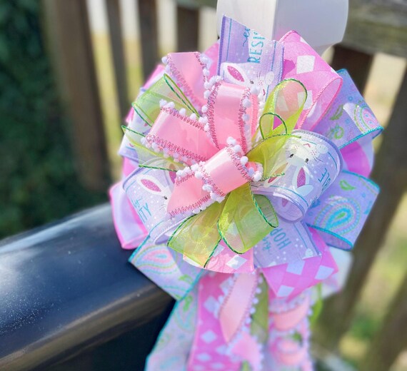 Ghirlanda da appendere con fiocco rosa in nastro di raso, decorazioni per feste, fiocco, decorazioni di compleanno, fiocco rosa per addio al nubilato, addio al nubilato, fidanzamento, matrimonio